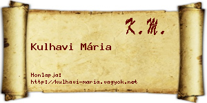 Kulhavi Mária névjegykártya