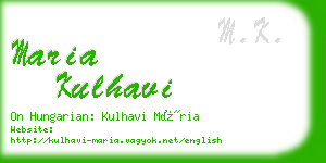 maria kulhavi business card